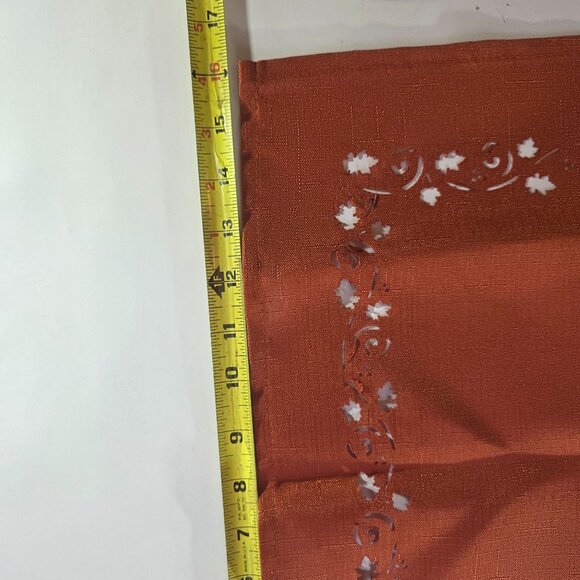 Thanksgiving Tablecloth Napkin Set cutwork leaf orange autumn holiday linens - Picture 7 of 7